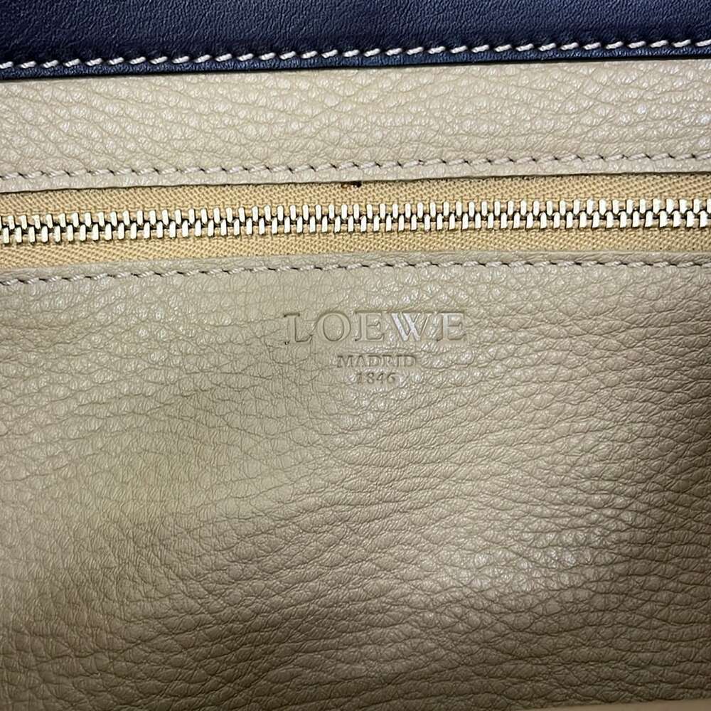 Loewe Ana Hobo Shoulder Bag 337.61.G95 Beige Black Suede Leather - Picture 9 of 10